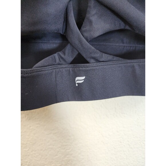 Fabletics Sports Bra Womens Medium Black High Neck Cross Back Strappy Gym Yoga - Picture 3 of 8